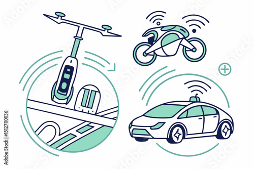 Design Futuristic Transportation Logo Icons Repres 5