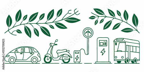 Generate Eco Friendly Transportation Icons In A Cl 4