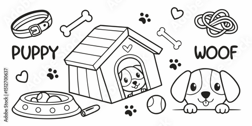 Illustrate A Black And White Doodle Collection Of