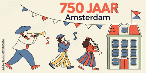 Illustrate A Festive Amsterdam Street Parade In Ve 1