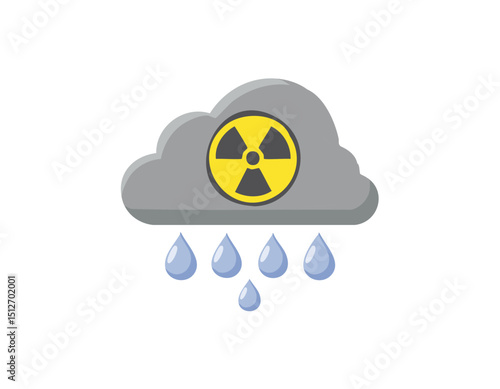 Grey Acid rain and radioactive cloud icon isolated on white background. Effects of toxic air pollution on the environment. Vector Illustration