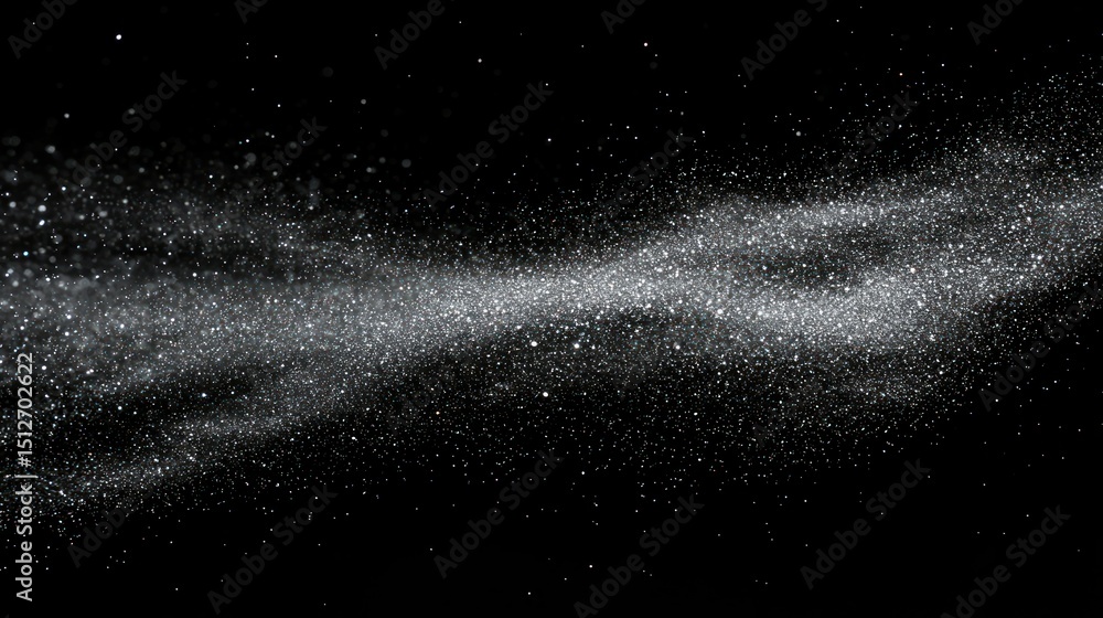 Obraz premium Sparkling dust cloud, swirling on a black background