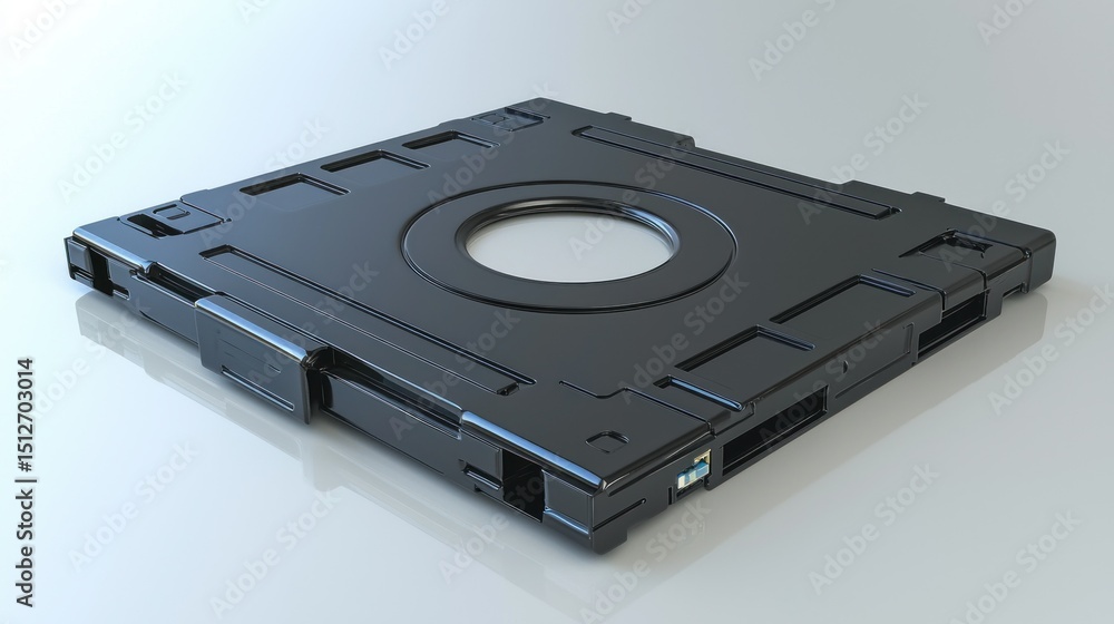 Fototapeta premium Square, black, futuristic tech item w/ ring