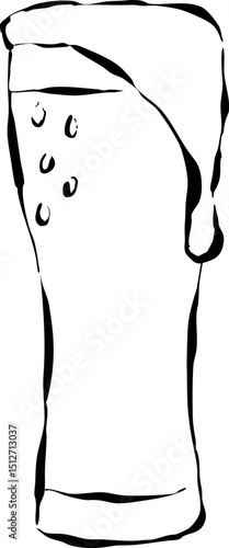 Ilustración vectorial de vaso de cerveza. Vaso de cerveza dibujada a mano. Garabato minimalista.