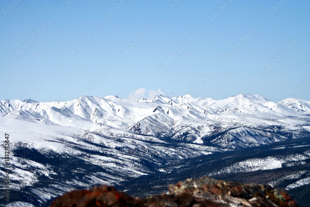 Fototapeta premium mountain range in Alaska, snow cover peaks 