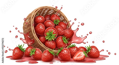 Strawberries falling from a basket
