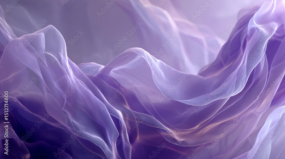 Fototapeta premium Soft lavender fabric waves flowing elegantly in gentle light
