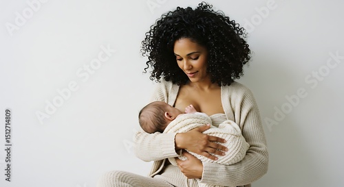 Afro mother breastfeeding her baby
