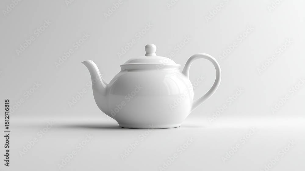 White porcelain teapot against a white background White porcelain teapot against a white background