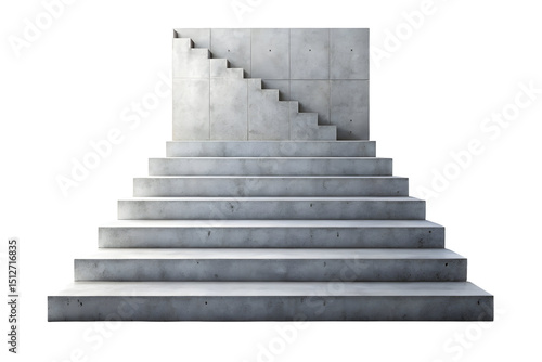 Concrete Stairs on Isolated White Background – Modern Industrial Staircase for Architectural, Construction, and Interior Design Concepts

