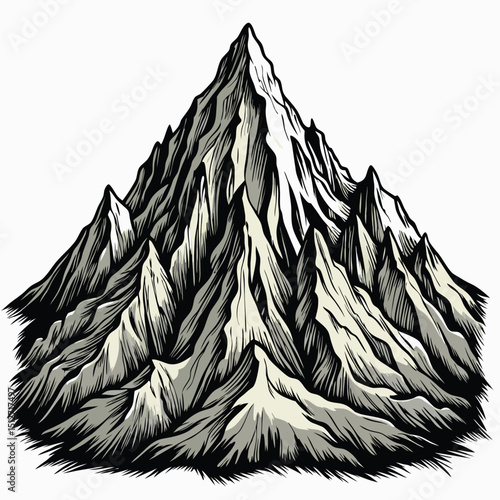 A Majestic Mountain Range in Black and White