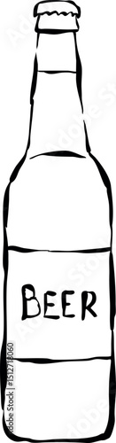 Ilustración vectorial de botella de cerveza. Botella de cerveza dibujada a mano. Garabato minimalista.