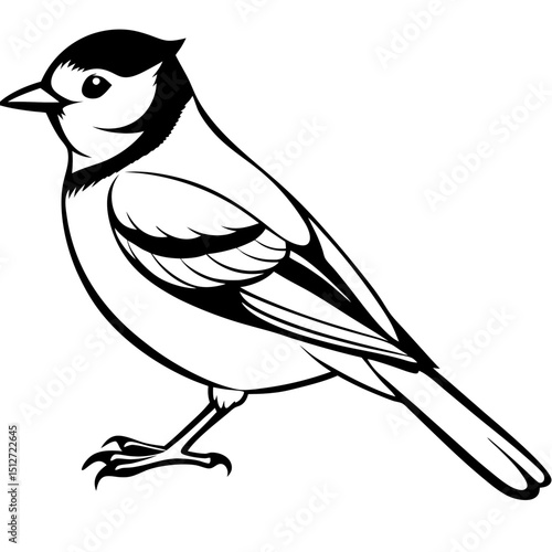 Indian Yellow Tit Vector on White Background