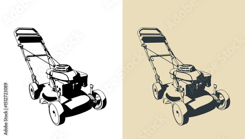 Hand push self-propelled lawn mower