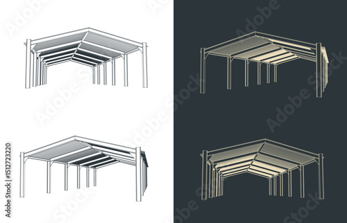 Steel industrial shed illustrations