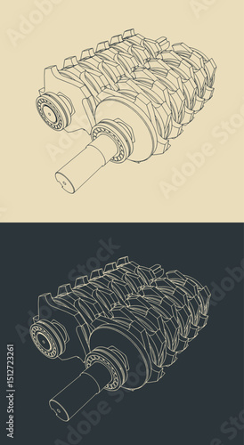 Two shaft shredder blades close-up