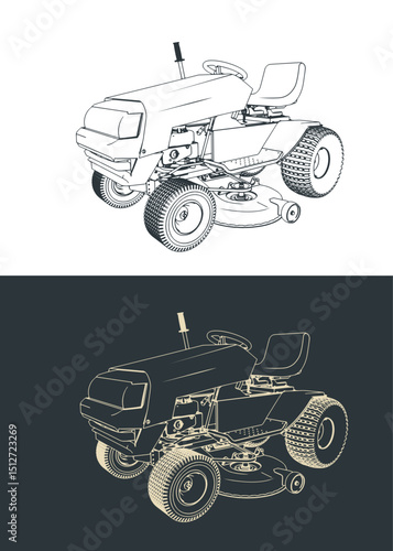Tractor lawn mower sketches
