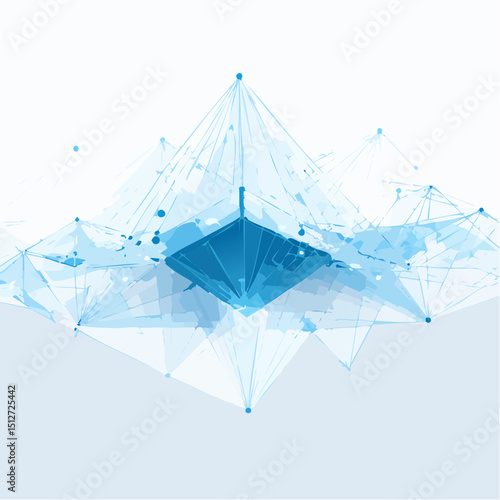 A digital mesh of nodes and connections in an abstract tech-inspired style.