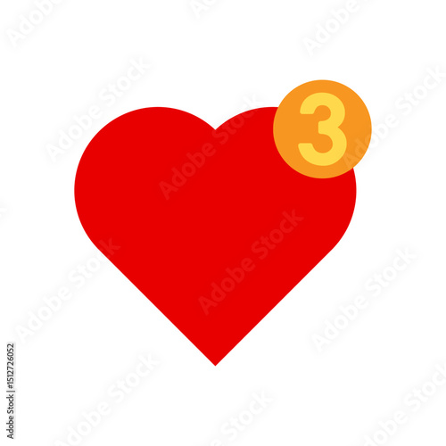 Flat vector of love symbol and alert badge, perfect for social media or dating apps