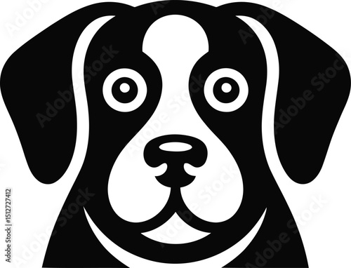 Adorable Beagle Dog Face Black and White Illustration