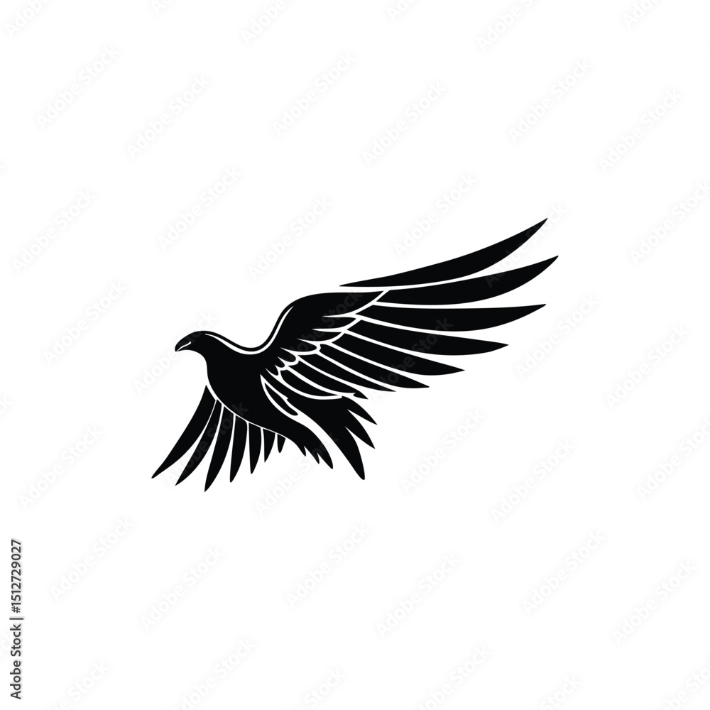 Obraz premium Black Eagle Silhouette – Minimal Vector Graphic
