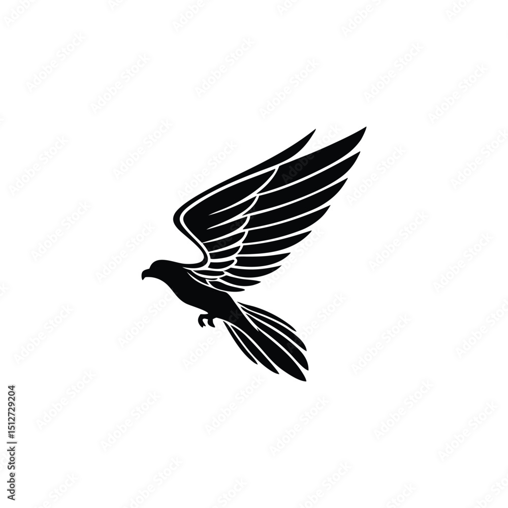 Obraz premium Black Eagle Silhouette – Minimal Vector Graphic