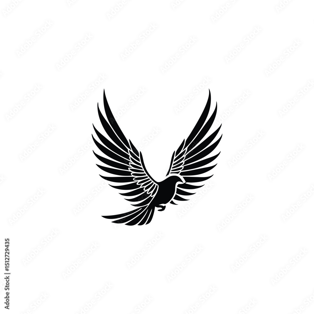 Obraz premium Black Eagle Silhouette – Minimal Vector Graphic