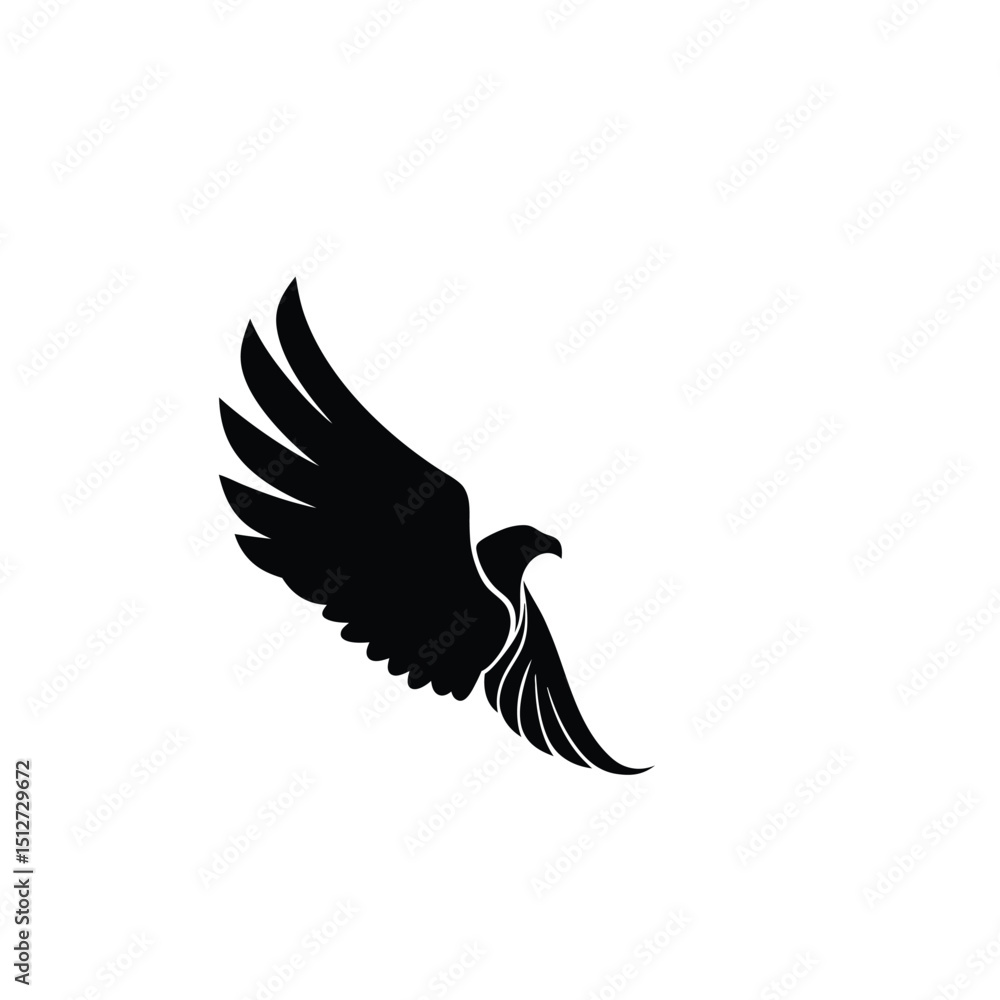 Obraz premium Black Eagle Silhouette – Minimal Vector Graphic