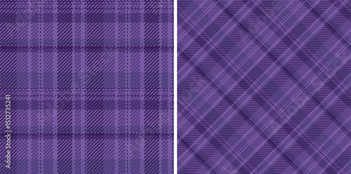 Plaid textile seamless of fabric tartan background with a pattern texture vector check. Set in novelty colors for symmetry tissue designs in fashion.