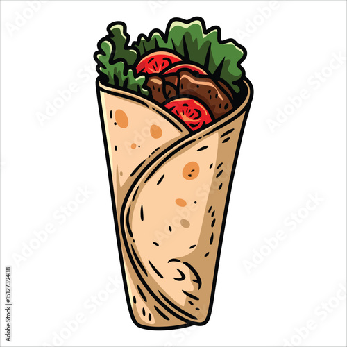 Spicy tortilla wrap vector icon, Mexican food concept. Great for menus, recipes, and culinary promotions.