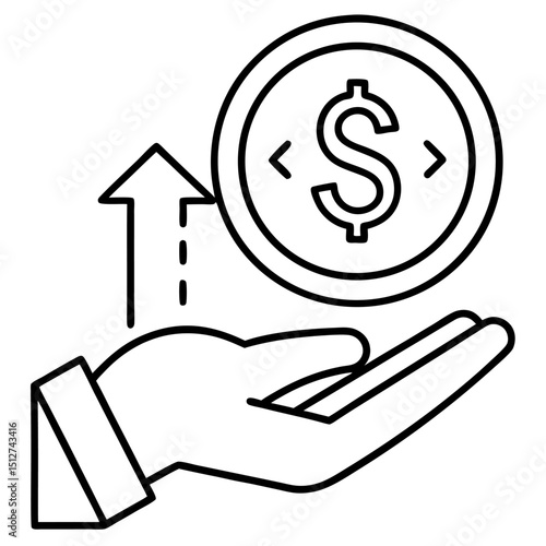 Hand receiving growing dollar coin financial growth investment success
