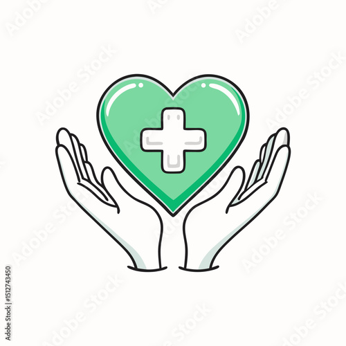 Heart healthcare medical symbol hands protection