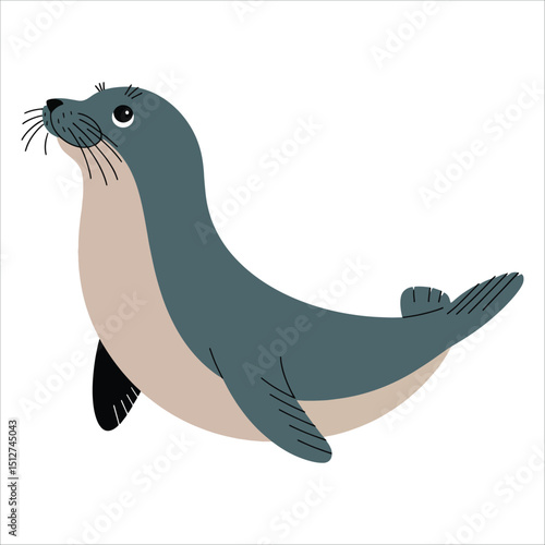 Elephant seal vector illustration, a sea animal with legs. Unique marine life artwork perfect for wildlife and nature themes.