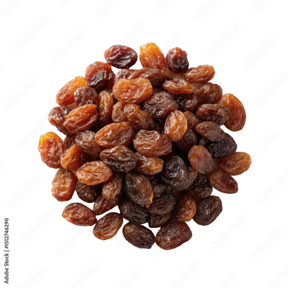 Handful of raisins isolated on transparent background  
