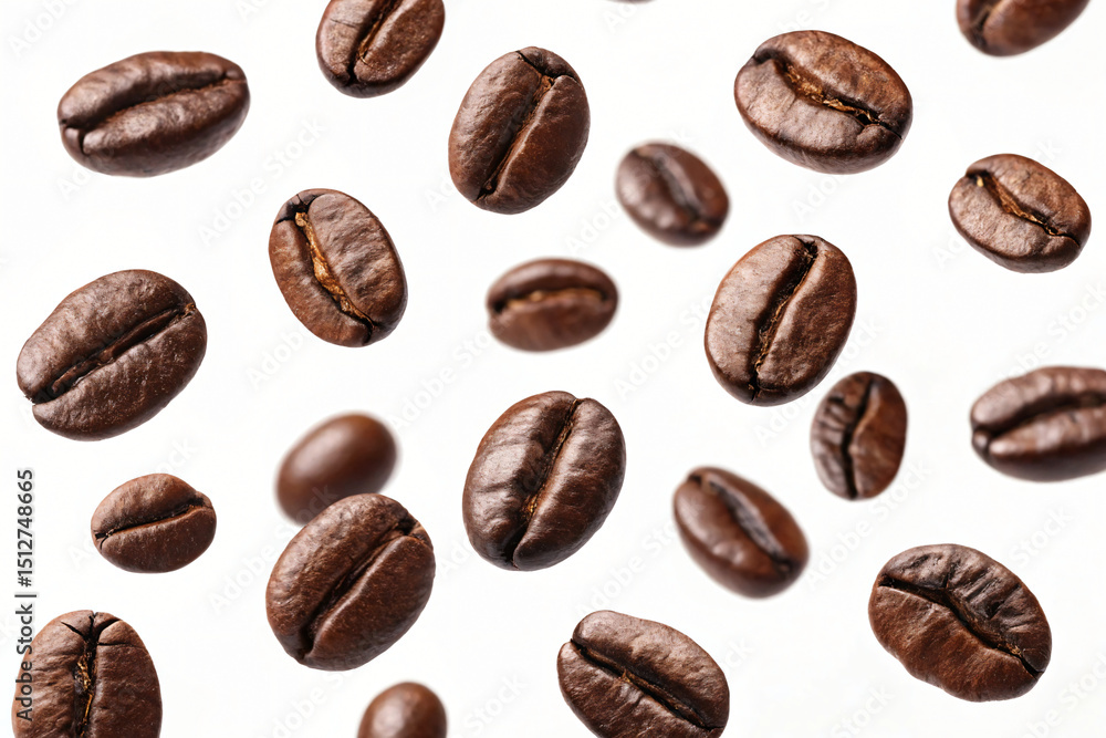 Falling Coffee Beans Isolated on White Background, High Resolution Roasted Arabica Coffee Concept
Falling Coffee Beans Isolated on White Background, High Resolution Roasted Arabica Coffee Concept