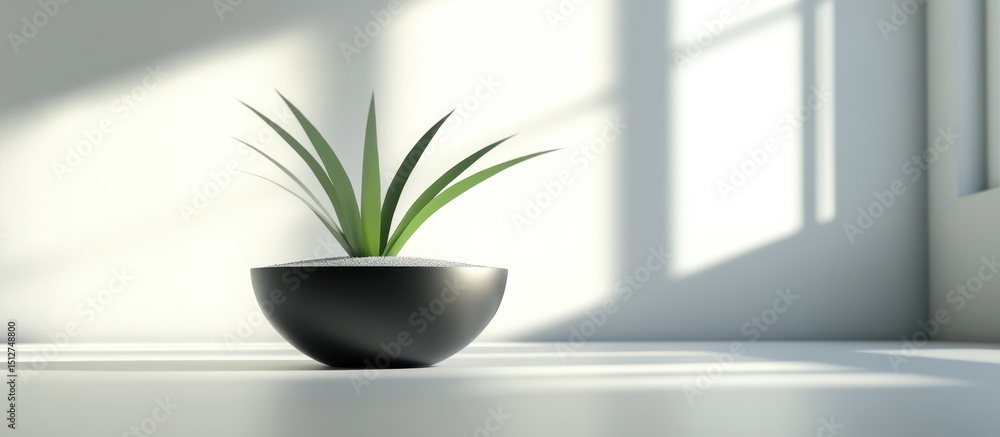Minimalist aesthetic composition featuring a solitary plant in a dim room setting Minimalist aesthetic composition featuring a solitary plant in a dim room setting