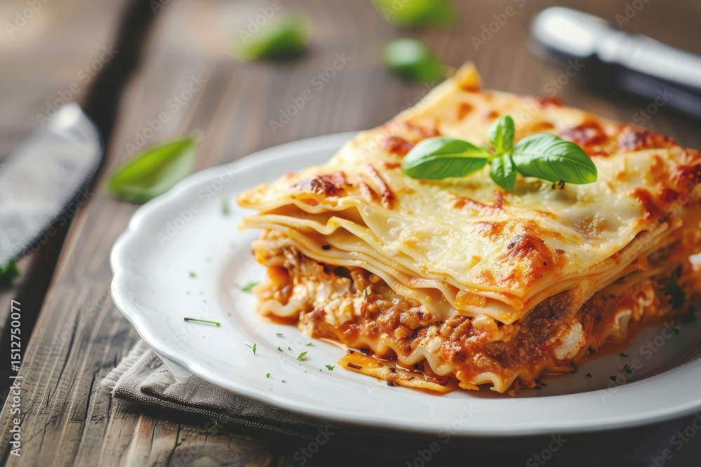 High Quality Image of Lasagna on White Plate, on Isolated White Background, Generative Ai High Quality Image of Lasagna on White Plate, on Isolated White Background, Generative Ai