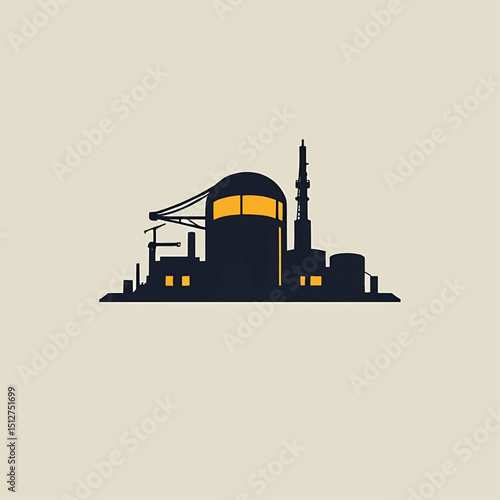Powerful Nuclear Plant Silhouette Majestic Industry Icon