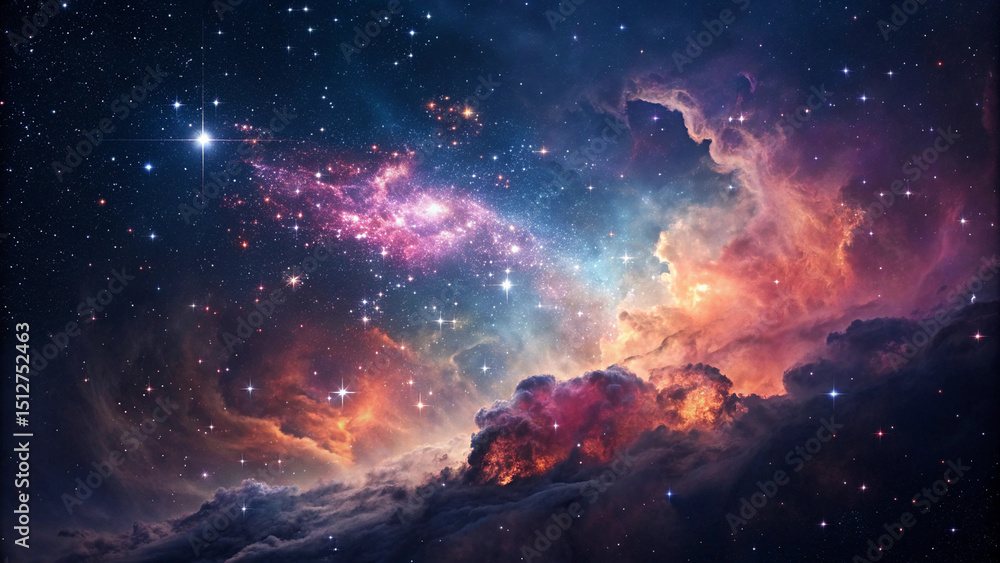 Fototapeta premium Stunning 4K Cosmic Galaxy Nebula with Vibrant Colors – Astronomy Wallpaper