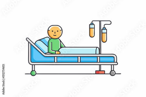 Elderly man recovering in hospital bed iv drip