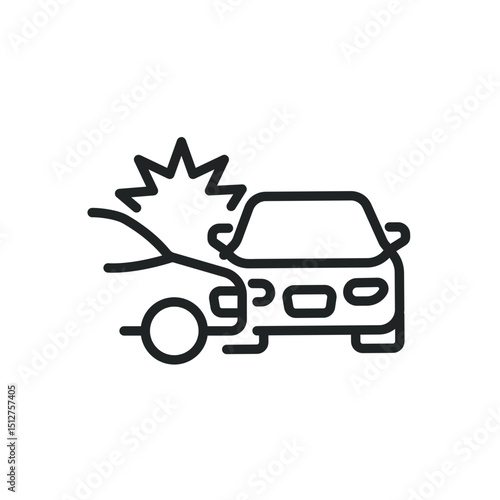 Car accident thin line icons. Editable stroke and Perfect pixel on transparent background