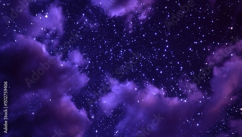 Purple Starry Night Sky Background