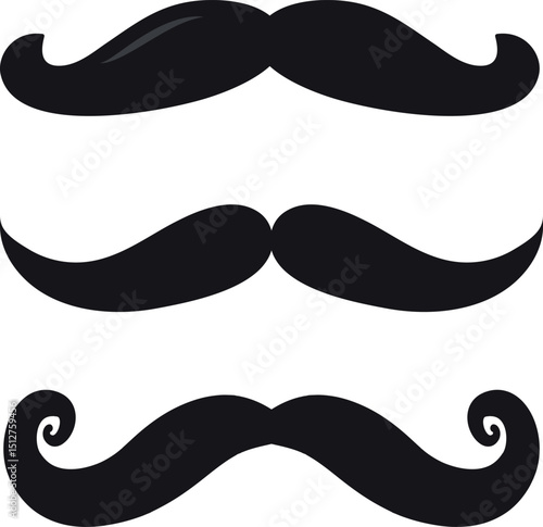 Hand drawing mustache icon doodle element set