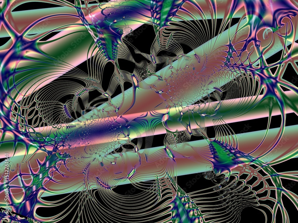 Obraz premium Fraktal kolorowy o nieregularnych kształtach