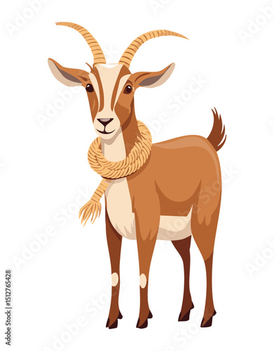 Agile Brown Goat With Rope Halter