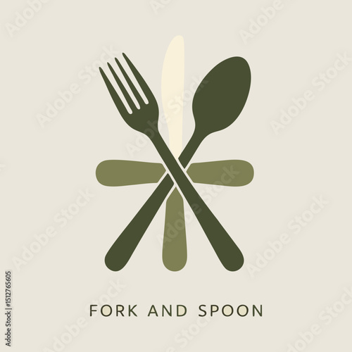 A modern logo featuring a fork and spoon elegantly combined, conveying a commitment to healthy eating in a contemporary restaurant setting.