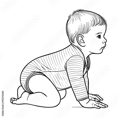 Adorable Baby Crawling  A Precious Moment of Childhood Innocence and Growth