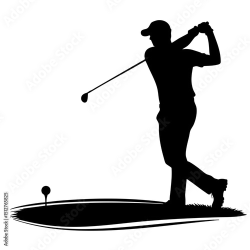 Golf Swing Silhouette  A Dynamic Image of a Golfer's Powerful Drive