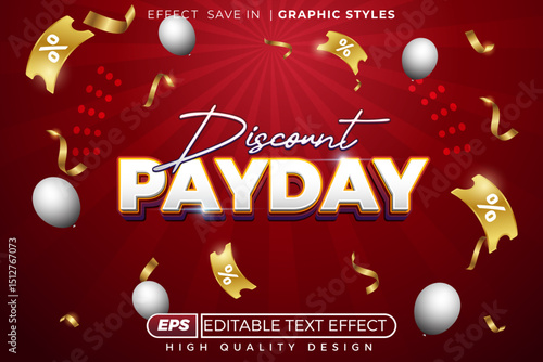 Editable 3d text effect discount pay day, shopping voucher