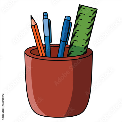 Vector icon of a pencil case, great for school and office supplies. Suitable for education materials, stationery branding, and back to school promotional designs.